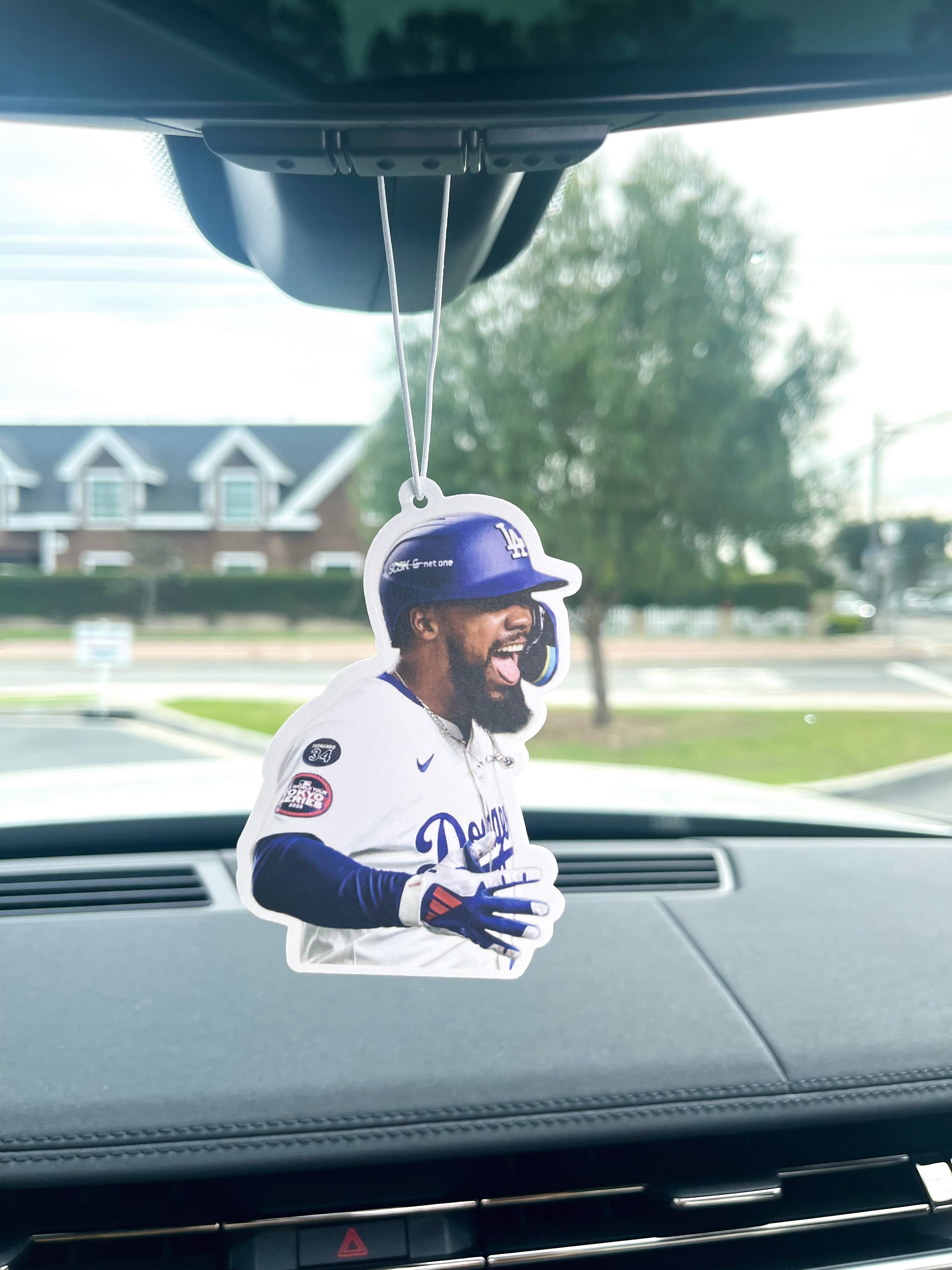 Teoscar Air Freshener – LA Baseball Car Freshener, Double-Sided (4”), New Car scent