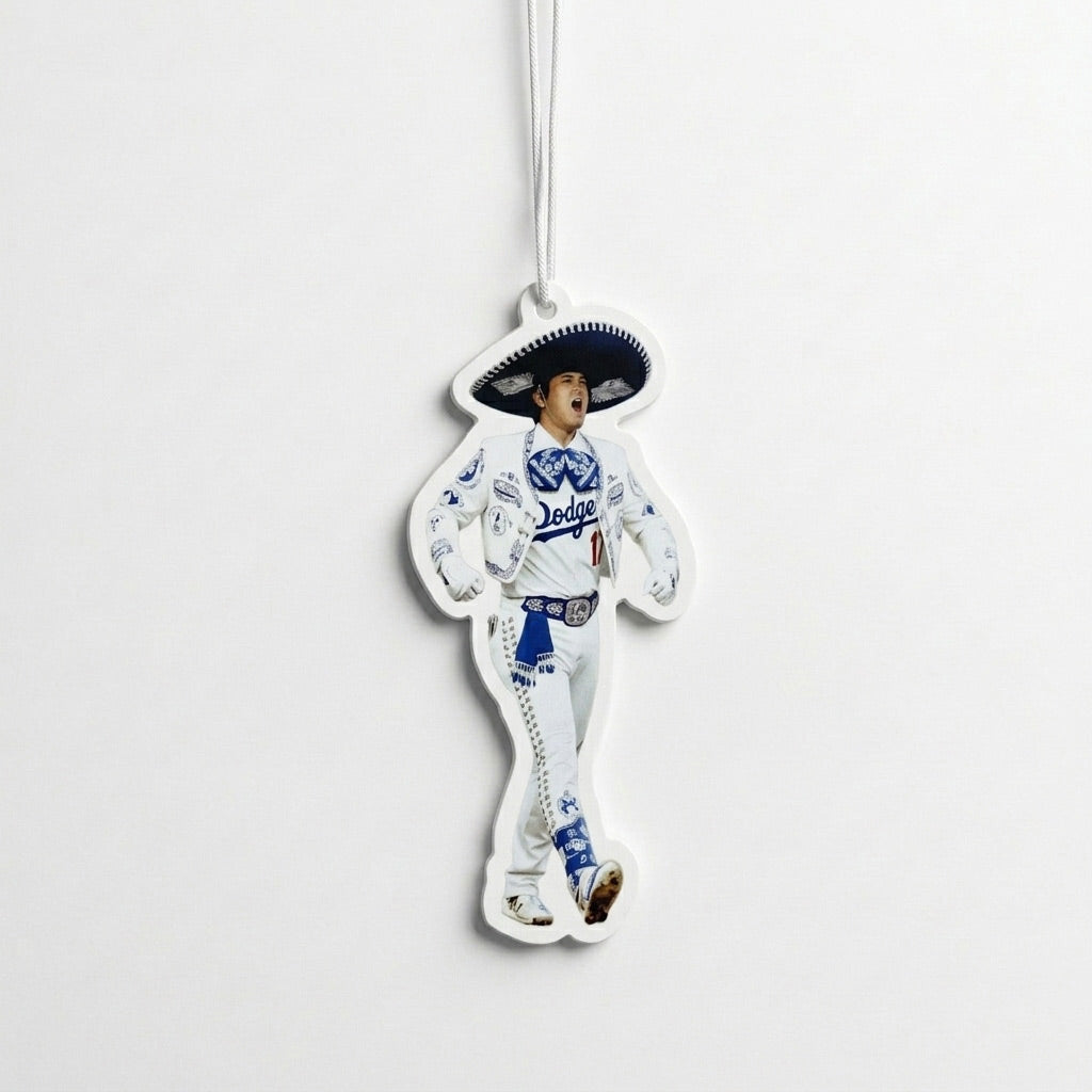 Sho-time Mariachi Air Freshener – LA Baseball Car Freshener, Double-Sided (4”), New Car scent