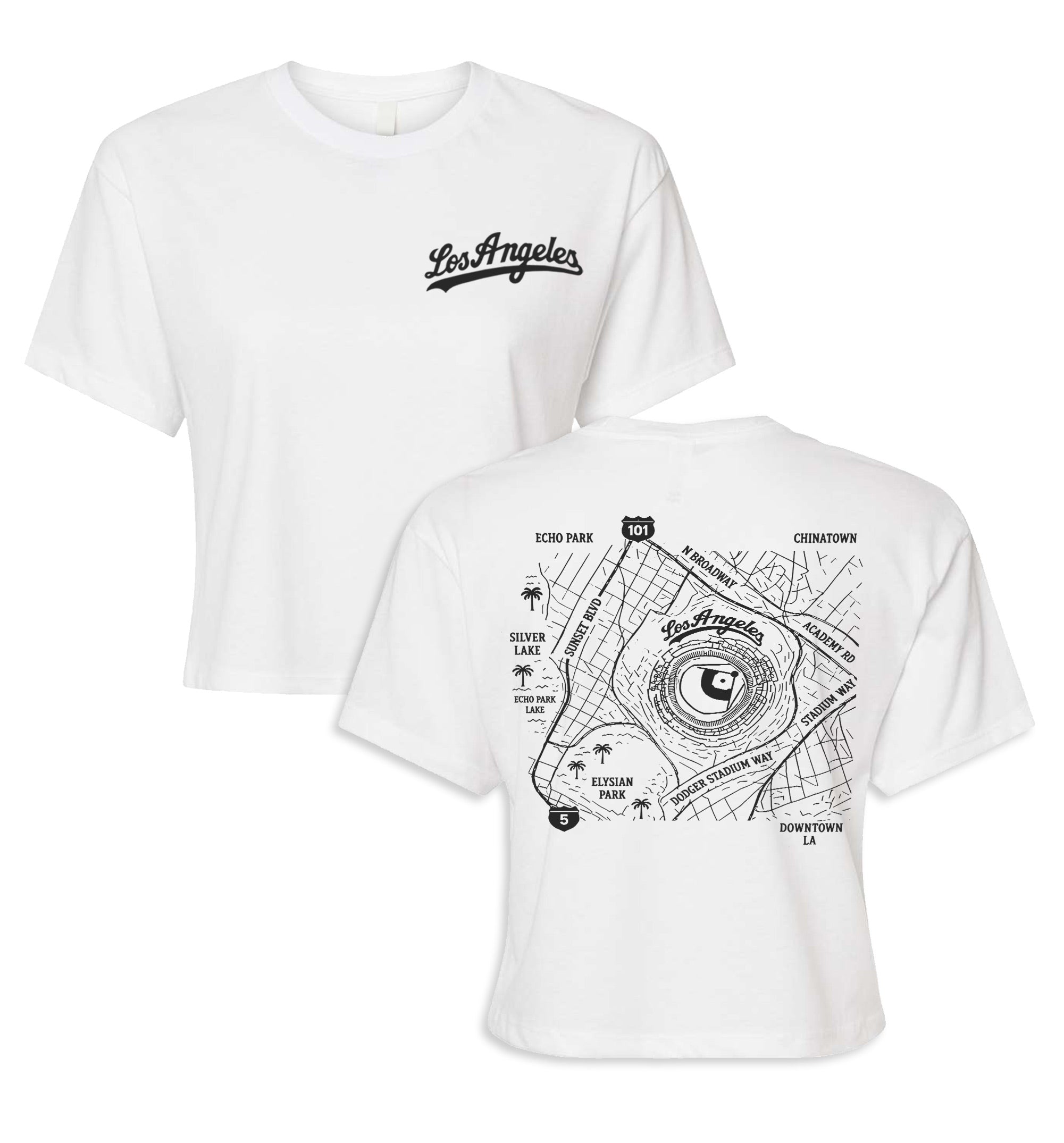 LA Baseball Stadium Map Women’s Crop Tee ⚾✨ | Available in 3 Colors