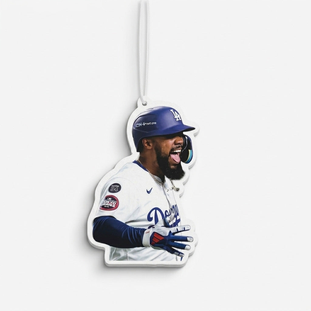 Teoscar Air Freshener – LA Baseball Car Freshener, Double-Sided (4”), New Car scent